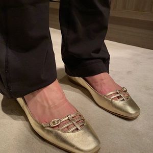 Jimmy Choo Gold Leather Ballet Flats
